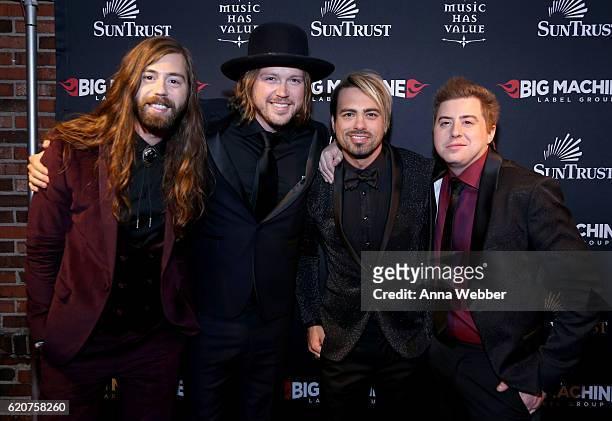 Musicians Graham DeLoach, Michael Hobby, Zach Brown, and Bill Satcher of A Thousand Horses attend the Big Machine Label Group's celebration of the...