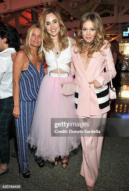 Producer Holly Wiersma, actress Suki Waterhouse and Poppy Jamie attend Poppy Jamie, Suki Waterhouse, Leo Seigal and Cade Hudson celebration of the...