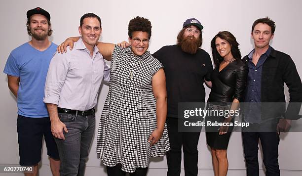 Musician Steve Johnson, Brian Sheth, musician Brittany Howard, musician Zac Cockrell, Adria Sheth and musician Heath Fogg of Alabama Shakes attend...