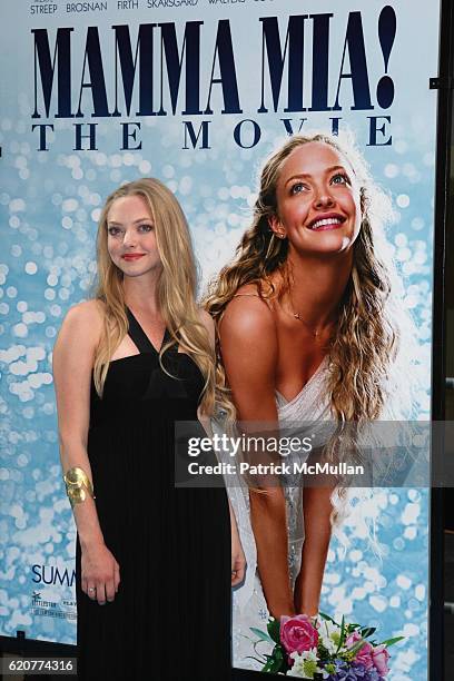 Amanda Seyfried attends UNIVERSAL PICTURES Presents The American Premiere of MAMA MIA - THE MOVIE at Ziegfeld Theatre on July 16, 2008 in New York...