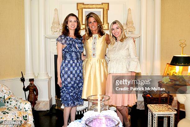 Alexia Hamm Ryan, Grace Meigher and Alexandra Lind Rose attend The Society of MSKCC and ELLE DECOR Host cocktails in Honor of CARROLL PETRIE and to...