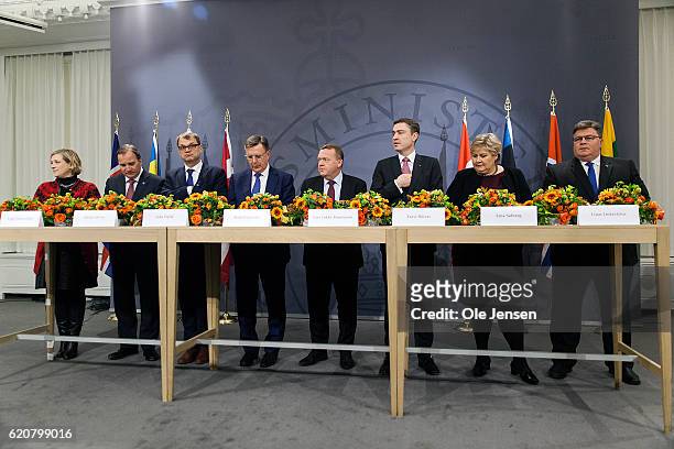Prime Minister's from the Nordic and Baltic states holds a joint press conference during The Nordic Council's 68 session during The Nordic Council's...