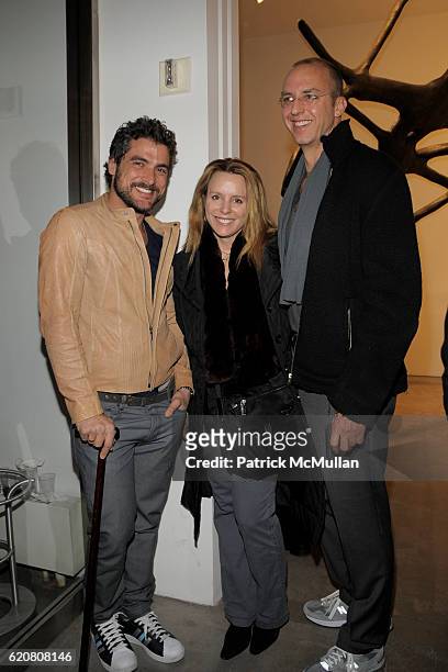 Douglas Freedman, Martha McCully and Eric Hughes attend Joseph La Piana Opening at Robert Miller Gallery on March 27, 2008 in New York City.