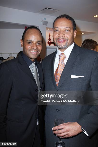 Steven Moore and Andrew Givens attend TRACY REESE Secret Garden Party at Tracy Reese Boutique on March 27, 2008 in New York City.