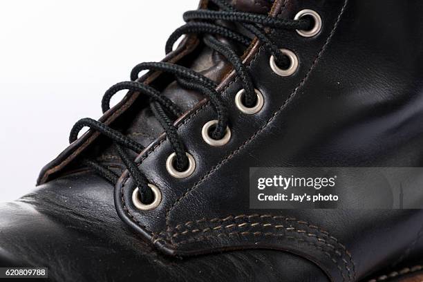 dirty old boot - black boot stock pictures, royalty-free photos & images