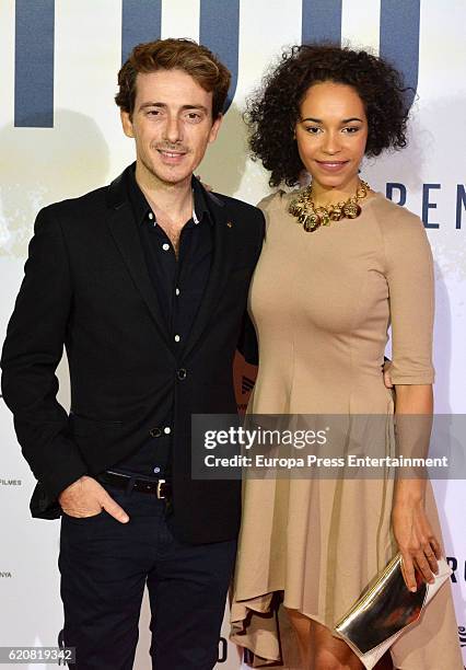 Victor Clavijo, Montse Pla attend '100 Metros' premiere at Capitol cinema on November 2, 2016 in Madrid, Spain.