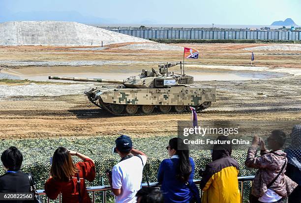 Main battle tank, also known as the MBT3000 performs during the Zhuhai Air Show on November 01, 2016 in Zhuhai, China. PHOTOGRAPH BY Feature China /