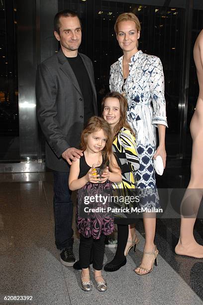 Richard Dupont, Lila Dupont, Eva Dupont and Lauren Dupont attend Opening of RICHARD DUPONT's TERMINAL STAGE at Lever House on March 13, 2008 in New...