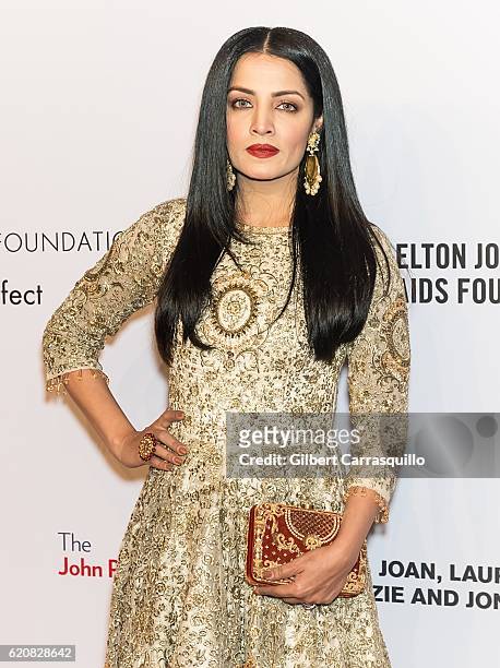 Actress Celina Jaitley attends the 15th Annual Elton John AIDS Foundation An Enduring Vision Benefit at Cipriani Wall Street on November 2, 2016 in...