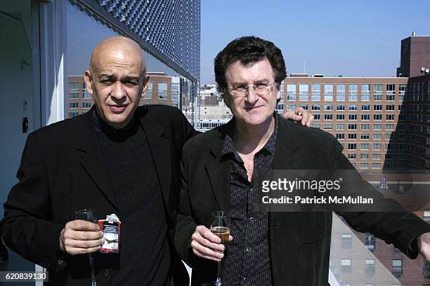 Cildo Meireles and Alfredo Jaar attend CREATIVE LINK FOR THE ARTS & THE NEW MUSEUM Hosts ORDWAY PRIZE Award Luncheon at Sky Room on March 3, 2008 in...