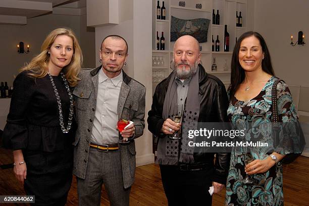 Anne Dayton, Daniel Joseph Martinez, Stephen Prina and Karen Boyer attend Whitney Biennial Artists Party at Trata Estiatoria on March 8, 2008 in New...