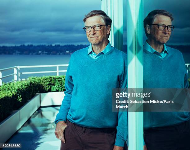 Business magnate, investor, author and philanthropist is photographed Bill Gates for Paris Match on March 20, 2016 in Seattle, Washington.