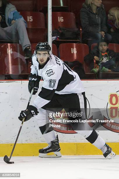 Thomas Ethier of the Blainville-Boisbriand Armada skates with the puck in a game against the Gatineau Olympiques on October 30, 2016 at Robert...