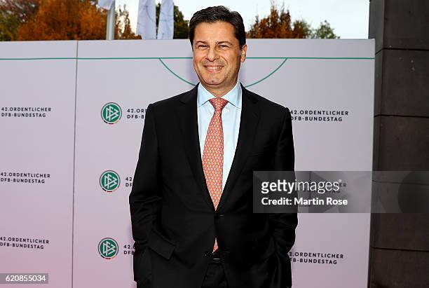 Executive Director Christian Seifert poses for a picture prior to the ceremonial act of the 42nd DFB Bundestag at Theater Erfurt on November 3, 2016...