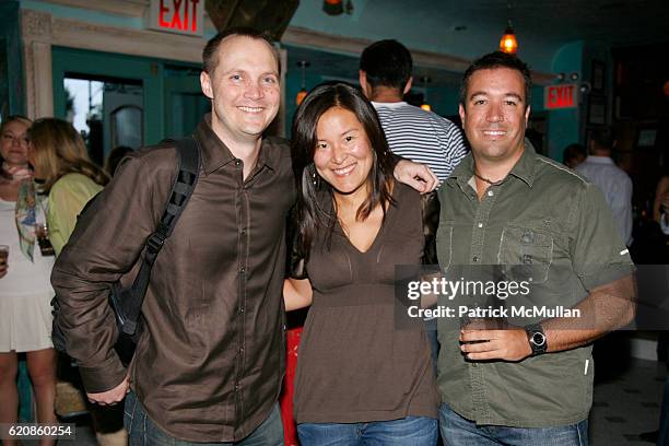 Mark Becker, Cecilia Sun and David Lansingh attend GIGE Benefit at SOCIALISTA at Socialista on August 7, 2008 in New York City.