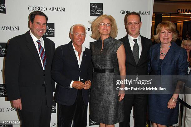 Steve Sadove, Giorgio Armani, Suzanne Johnson, guest and Deborah Walters attend GIORGIO ARMANI Signs Copies Of "ARMANI BACKSTAGE" at Saks Fifth...
