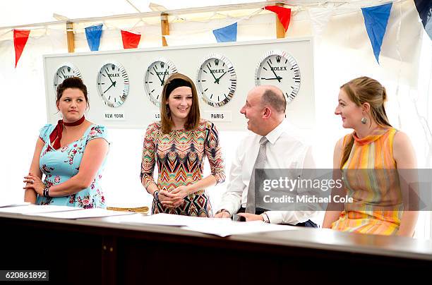 Press/Media Accreditation Staff members in the Press Tent at Goodwood on September 11, 2016 in Chichester, England.