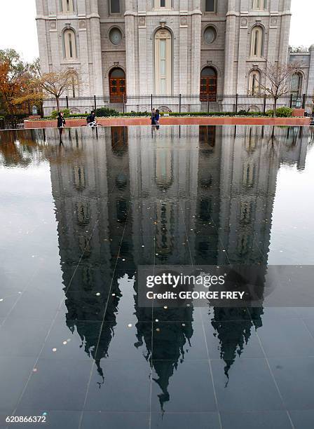 The historic Salt Lake Mormon Temple is shown here on Temple Square on November 1, 2016 in Salt Lake City, Utah. Polls show US Independent...