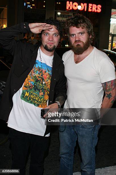 Bam Margera and Ryan Dunn attend Gumball 3000 10th Anniversary Party at The Roosevelt Hotel on August 9, 2008 in Hollywood, CA.