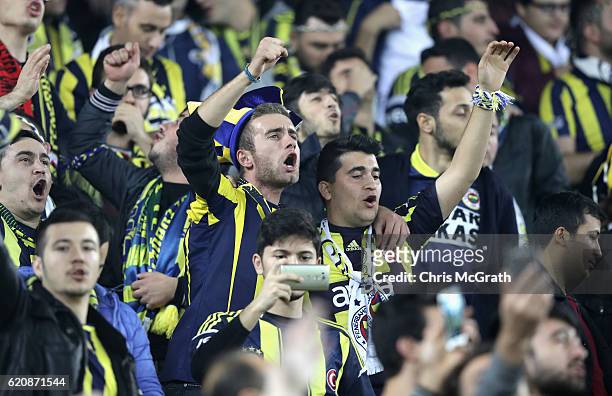 Supporters enjoy the pre match atmosphere prior to the UEFA Europa League Group A match between Fenerbahce SK and Manchester United FC at Sukru...