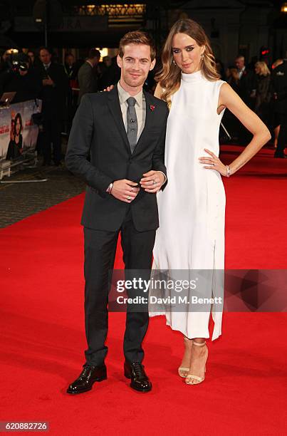 Luke Treadaway and Ruta Gedmintas attend the UK Premiere of "A Street Cat Named Bob" in aid of Action On Addiction at The Curzon Mayfair on November...