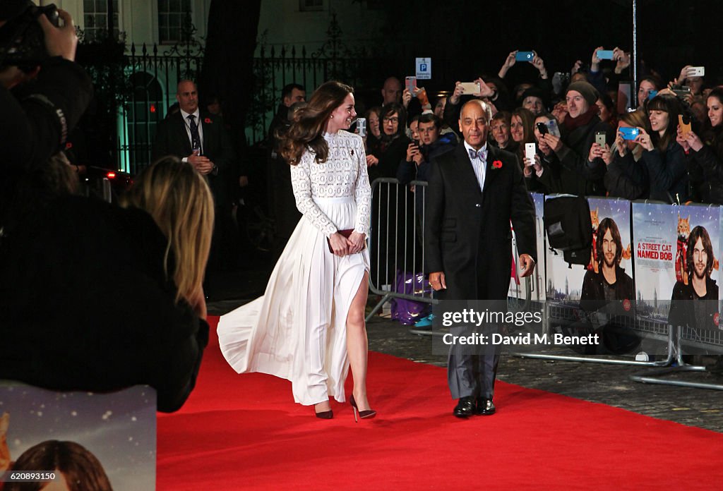 The Duchess Of Cambridge Attends UK Premiere Of "A Street Cat Named Bob" In Aid Of Action On Addiction - VIP Arrivals