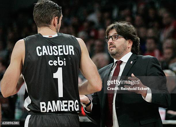 Andrea Trincheri, Head Coach of Brose Bamberg in action during the 2016/2017 Turkish Airlines EuroLeague Regular Season Round 5 game between Brose...