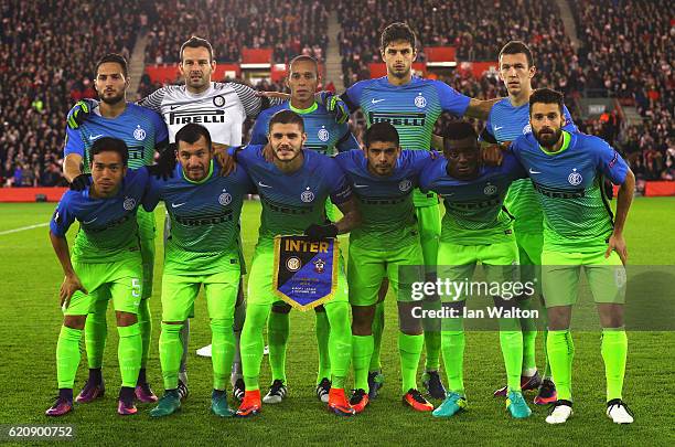 Internazionale line up during the UEFA Europa League Group K match between Southampton FC and FC Internazionale Milano at St Mary's Stadium on...