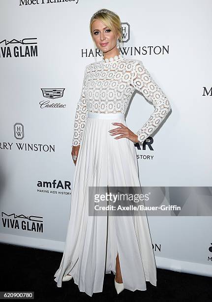 Paris Hilton arrives at amfAR's Inspiration Gala Los Angeles at Milk Studios on October 27, 2016 in Hollywood, California.