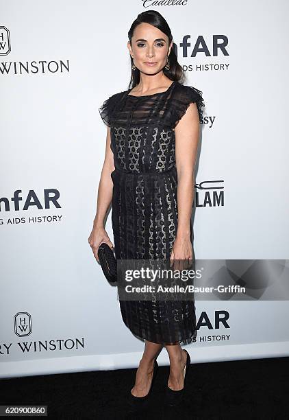 Actress Mia Maestro arrives at amfAR's Inspiration Gala Los Angeles at Milk Studios on October 27, 2016 in Hollywood, California.