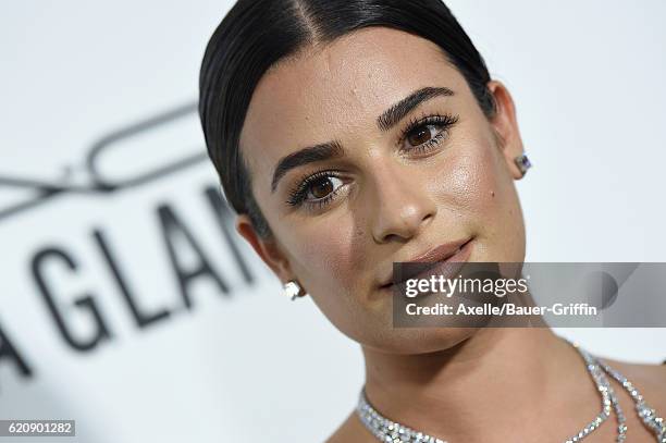 Actress Lea Michele arrives at amfAR's Inspiration Gala Los Angeles at Milk Studios on October 27, 2016 in Hollywood, California.