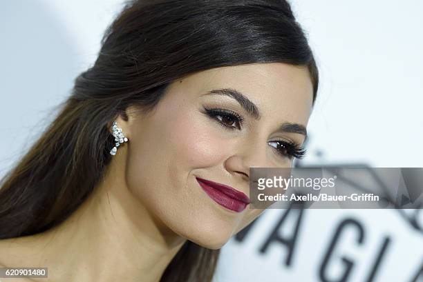 Actress Victoria Justice arrives at amfAR's Inspiration Gala Los Angeles at Milk Studios on October 27, 2016 in Hollywood, California.