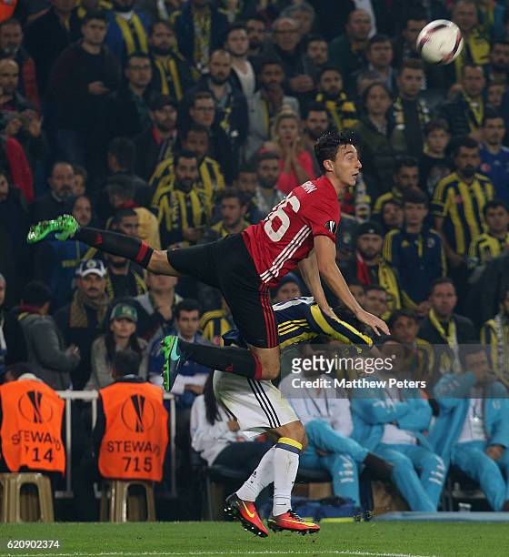 Matteo Darmian of Manchester United in action with Volken Sen of Fenerbahce during the UEFA Europa League match between Manchester United and...