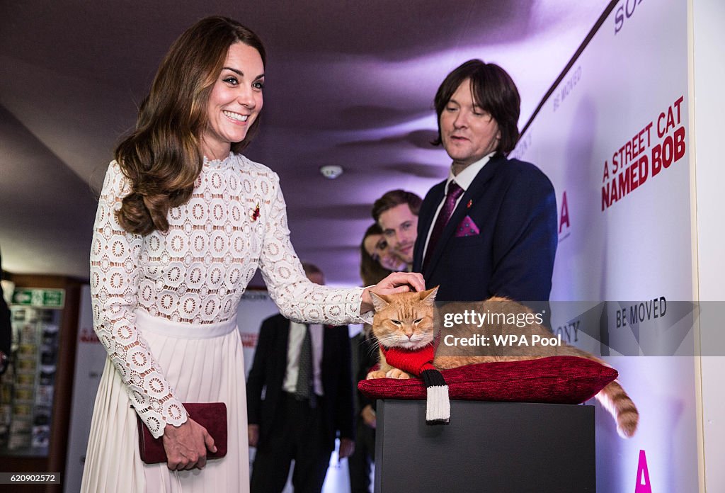 The Duchess Of Cambridge Attends UK Premiere Of "A Street Cat Named Bob" In Aid Of Action On Addiction