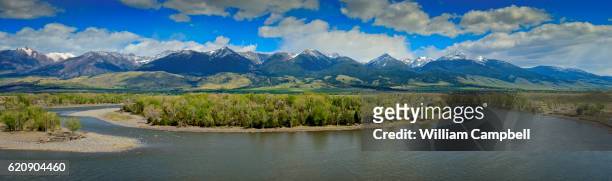 yellowstone river panorama - yellowstone river stock pictures, royalty-free photos & images