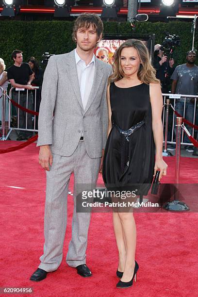 Christopher Jarecki and Alicia Silverstone attend TROPIC THUNDER LOS ANGELES PREMIER at Mann's Village Theater on August 11, 2008 in Los Angeles, CA.