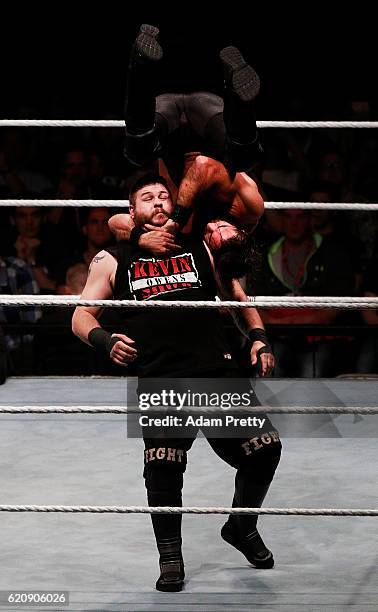 Seth Rollins in action in his match against Kevin Owens during the WWE Live Munich event at Olympiahalle on November 3, 2016 in Munich, Germany.