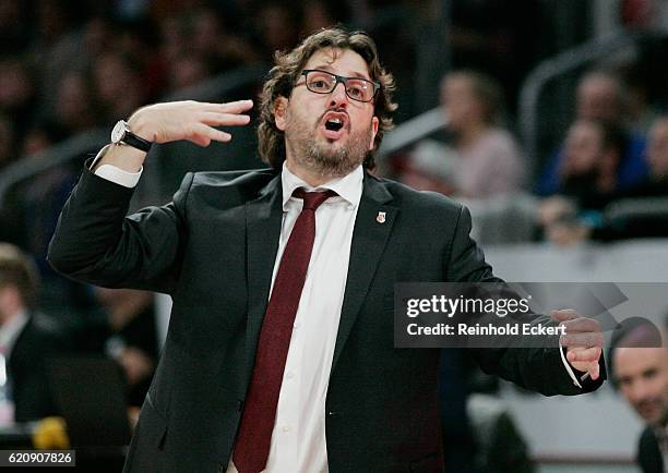 Andrea Trincheri, Head Coach of Brose Bamberg in action during the 2016/2017 Turkish Airlines EuroLeague Regular Season Round 5 game between Brose...