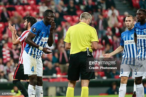 Bilbao, Spain Omar Colley of KRC Genk looks dejected pictured during the UEFA Europa League group F stage match between Athletic Club de Bilbao and...