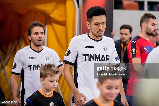 Geraldo Alves of FC Astra Giurgiu and Takayuki Seto of FC Astra Giurgiu during the UEFA Europa League 2016-2017, Group E game between FC Astra...