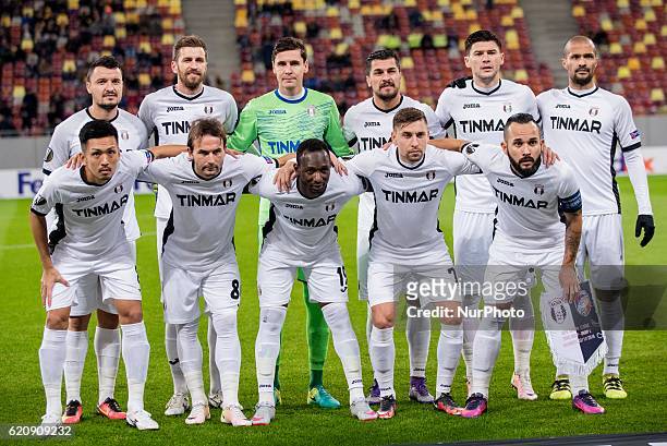 Astra Giurgiu team at the begining of the UEFA Europa League 2016-2017, Group E game between FC Astra Giurgiu and FC Viktoria Plzen at National...