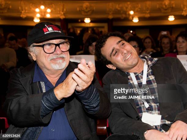 Actor, film director and productor Danny DeVito applauds past his son Jake during the "5 Evolution! Mallorca International Film Festival" in Palma de...