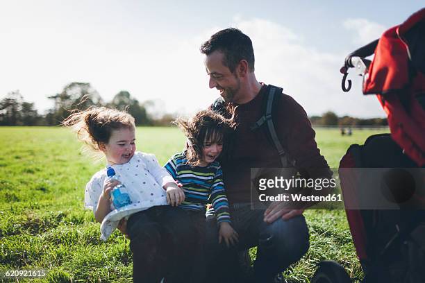 father and his children having fun in the nature - family ireland stock pictures, royalty-free photos & images