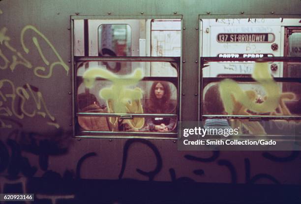 Broadway Local subway car with graffiti, New York City, New York, May, 1973. Image courtesy National Archives. .