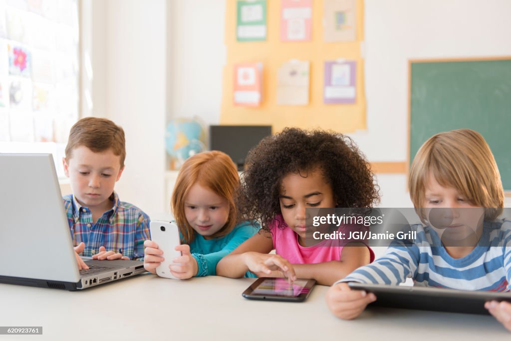 Students using technology in classroom