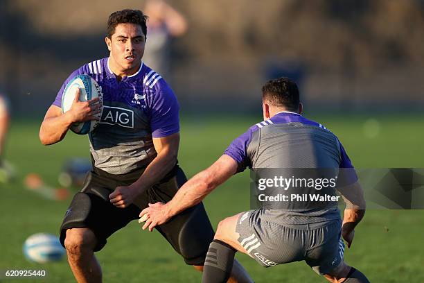Anton Lienert-Brown of the New Zealand All Blacks during a training session at Toyota Park on November 3, 2016 in Chicago, Illinois.