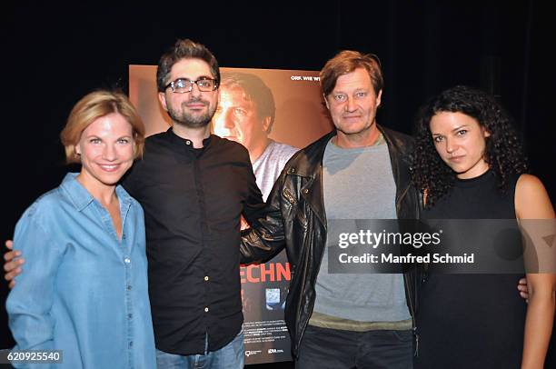 Kristina Sprenger, Umut Dag, Harald Windisch and Claudia Kottal pose during the 'Landkrimi' presentation in Vienna at ORF Studio 2 on November 3,...