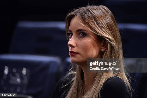 Ester Satorova, wife of Tomas Berdych, during the Mens Singles third round match on day four of the BNP Paribas Masters at Hotel Accor Arena Bercy on...