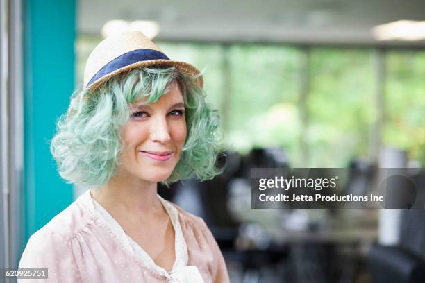 caucasian businesswoman with dyed hair - funky office stock pictures, royalty-free photos & images