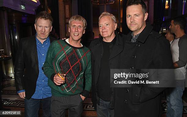 Phil Cunningham, Bez, Bernard Sumner and Tom Chapman attend the STYLE x PRINCIPAL Party at The Principal Manchester on November 3, 2016 in...